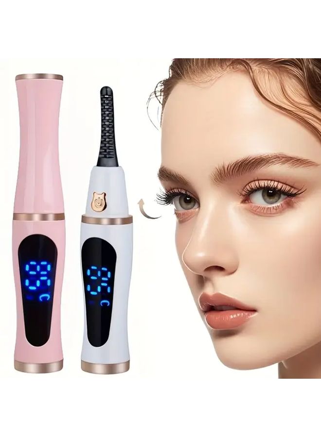 Red Lexihan USB Rechargeable Heated Eyelash Curler 3 Temperature Settings Long Lasting Curl - Image 1